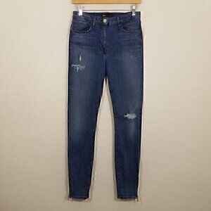 3x1 Skinny Super Stretch Jeans Blue Distressed Zipper Size 27